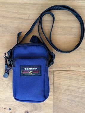 VTG Tamrac 90s Navy Blue Nylon Mini Camera Bag Crossbody Utility Pouch Case